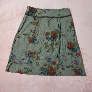Cabi Womens Tan Brown A-Line Floral Embroidered Cottagecore Skirt Size 2
